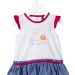 Φόρεμα LOSAN λευκό-σιέλ