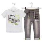 Σετ μπλούζα-παντελόνι LOSAN σε λευκό-γκρί χρώμα