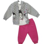 Σέτ φόρμα 3 τεμάχια γκρί-φούξια