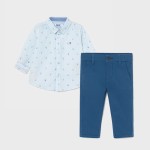 Σετ Mayoral με παντελόνι και πουκάμισο baby αγόρι