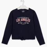 LOSAN Μπλουζάκι με γραβάτα μαύρο κορίτσι