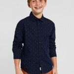 Πουκάμισο Mayoral μακρυμάνικο ECOFRIENDS σταμπωτό αγόρι  μαύρο μπλε