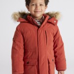 Μπουφάν παρκά με γουνάκι στην κουκούλα κεραμυδί αγόρι