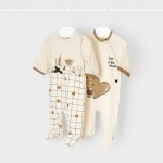 Σετ Mayoral 2 πιτζαμάκια ECOFRIENDS καφέ νεογέννητο