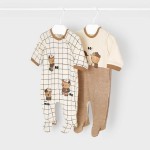 Σετ Mayoral 2 πιτζαμάκια μπεζ σκούρο ECOFRIENDS νεογέννητο
