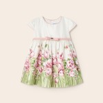 Φόρεμα Mayoral εκρού με φούστα σταμπωτή από βαμβάκι baby