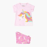 Σετ μπλούζα-σορτς LOSAN ροζ-φούξια χρώμα κορίτσι
