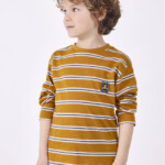 Μπλούζα Mayoral ριγέ βαμβάκι ώχρα BCI αγόρι