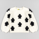 Πουλόβερ LOSAN λευκό με μαύρες λεπτομέρειες