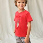 Mayoral Σετ μακο βερμουδα ριγε καρπουζί