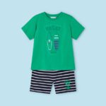 Mayoral Σετ μακο βερμουδα ριγε πράσινο