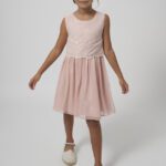 Mayoral Φόρεμα κεντητό συνδυασμένο ροζ