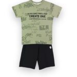 Σετ βερμούδα ΝΕΚ φυστική-μαύρο